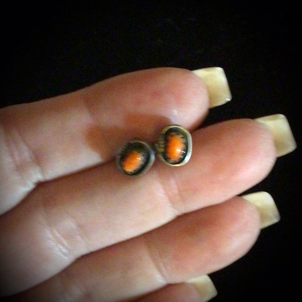 Sterling Silver Coral post earrings!